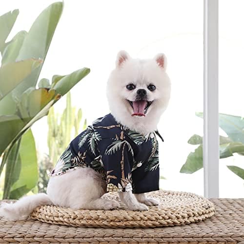 חולצות טי קיץ לחיות מחמד סגנון הוואי בסגנון חולצת כלבים פרחונית הוואי מודפסת חולצות חיות מחמד נושמות בגדים מגניבים חוף ים חולצה גור חולצה