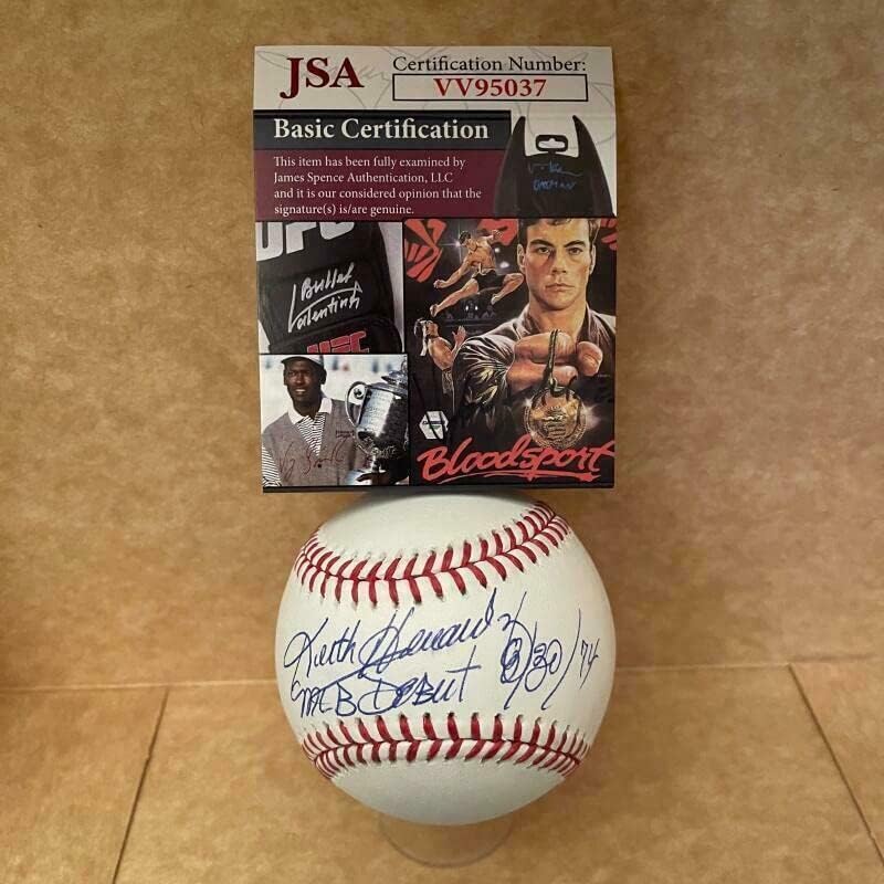 קית 'הרננדז MLB הופעת בכורה 8/30/74 חתום חתימה ML בייסבול JSA VV95037 - כדורי בייסבול עם חתימה