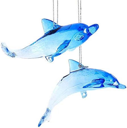 קישוטי דולפין כחולים וברורים, 2 מגוונים