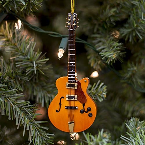 מתנות ברודווי קישוט עץ חג המולד גיטרה חשמלית בגוף חלול 5 אינץ '