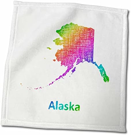 3DROSE DAVID ZYDD - עיצובים מפות - מפת המדינה של אלסקה - עיצוב סקיצות קשת - מגבות