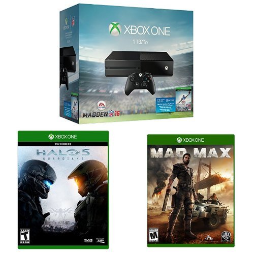 קונסולת Xbox One 1TB - Madden NFL 16 חבילה + Halo 5: Guardians + Mad Max