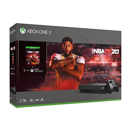 Microsoft Xbox One X 2TB SSHD NBA 2K20 צרור עם בקר אלחוטי ו- Xbox Game Pass Live Gold ניסיון - יליד 4K - משופר עם כונן היברידי במצב מוצק