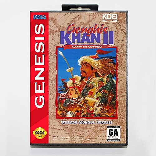 Samrad 16 Bit Sega MD Gamess Cartridge עם תיבה קמעונאית - Genghis Khan 2 כרטיס Gamess עבור Megadrive Genesis System