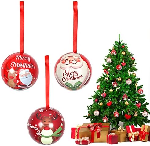 אודות חלל חג המולד בובל - קישוט עץ חג המולד 6.5 סמ / 2.5 אינץ 'חג המולד תלייה תפאורה פח ממתקים צנצנת כדורים עגולים