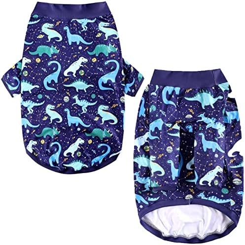 חולצות טי חיל הים של כלב פריפר מלאות בדינוזאור כחול / ירוק מודפס חולצת חיות מחמד פיג ' מה רכה לכלבים קטנים