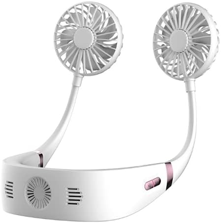 אוזניות מאווררי צוואר ניידים של Waczj עיצוב עיצוב חיצוני 3 מהירויות לביש אולטרה שקט 360 מעלות מסתובבות מתאימות לנסיעות חיצוניות, לבן