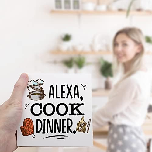 ארוחת ערב של אלכסה קוק עיצוב שולחן שלטי עץ, קישוטים שולחניים של שלט מעץ מצחיק לדירות בית חווה דירות מדף מטבח עיצוב שולחן