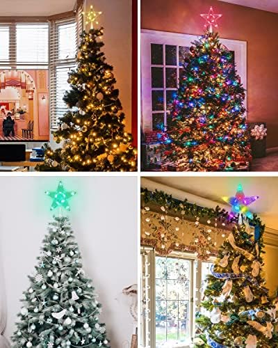 עץ חג המולד טופר מואר - אפליקציה חכמה שלט רחוק 7 צבע LED משתנים טופרי עץ כוכבים סנכרון עם מוסיקה, לעומק, טיימר, תקע USB/חוט טופר 16.4ft