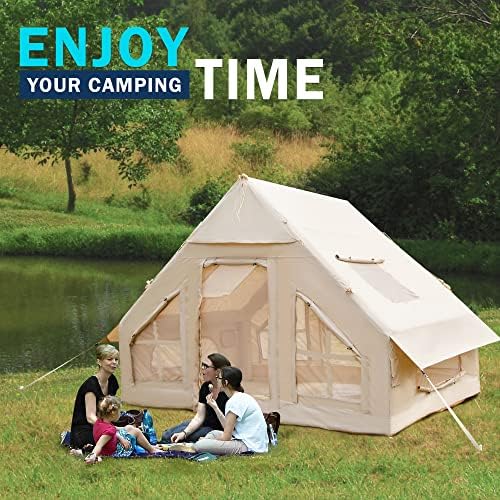 אוהל קמפינג מתנפח אוהל אוויר 4 אוהלי אדם לקמפינג אוהל קמפינג משפחתי שכבה כפולה אוהל בד אוקספורד עמיד למים אוהלי התקנה קלה