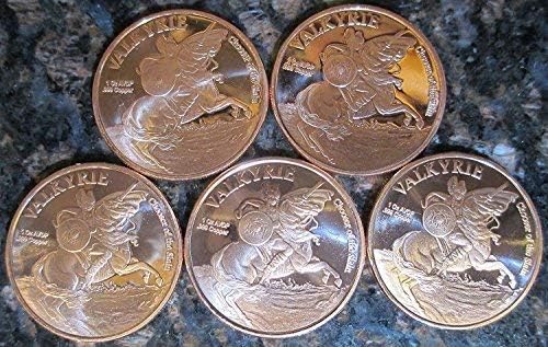 אלים נורדיים 1 עוז סיבובי נחושת סט שלם, חמישה מטבעות: אודין, ת'ור, פרייה, לוקי והל