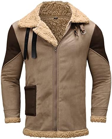 גברים מעיל סתיו וחורף בצבע אחיד מזדמן תואם מעיל רוכסן קטיפה מעיל שרוול ארוך מעיל דש ז'קט חום