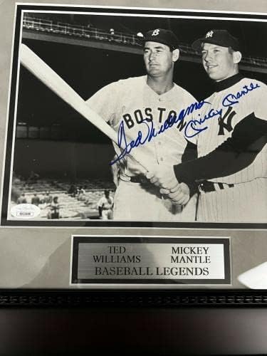 טד וויליאמס ומיקי מנטל חתום על חתימה על חתימה ממוסגרת 14x17 JSA - תמונות MLB עם חתימה