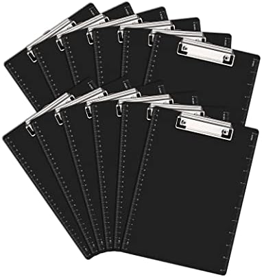 סוני 12 חבילות לוחות פלסטיק שחורים 8.5 על 11, לוח קליפ עם קליפ פרופיל נמוך, כיתה וציוד משרדי