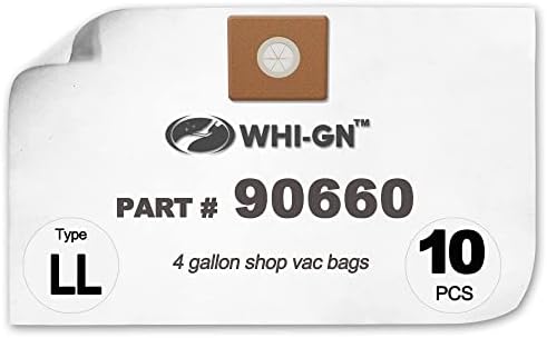 WHI-GN 90660 מסביב EZ איסוף תיקים מסוג LL, חלק מס '9066000, תואם לחנות VAC 4 ואקום גלון