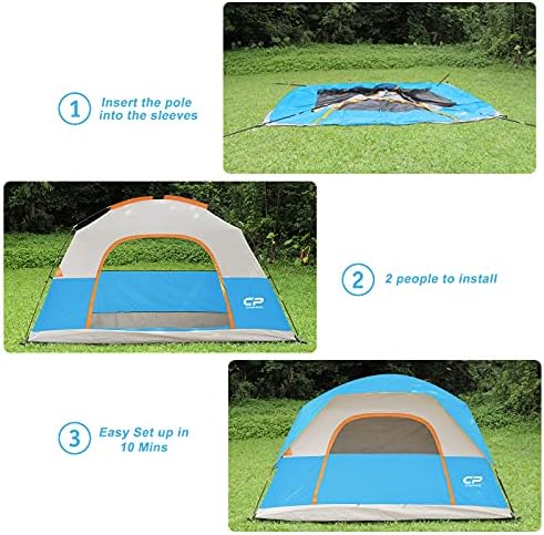 Campros CP CP 6/8 אנשים אוהלי קמפינג, אוהל כיפת משפחת אטום לרוח אטום למים עם גשם, חלונות רשת גדולים, דלת רחבה יותר, הגדרה קלה, ניידת עם