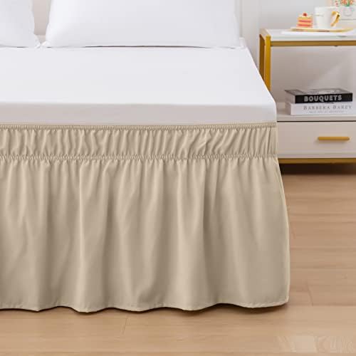 נוחות אלגנטית עטיפה מפוארת סביב חצאית מיטה פרועה ומוצקה אלסטית, עם טיפה מותאמת בגודל 16 אינץ