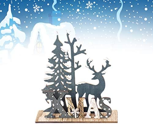 AMOSFUN חג המולד מעץ שולחן שולחן שולחן איילים קישוט פסלון לחג המולד לחג מפלגת חג שולחן עץ חצאית אח קישוט גודל L