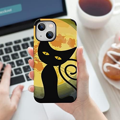 ליקוי חמה חתול ירח נגד שריטות טלפון מקרה תואם עם אייפון 13 מיני מגן מעטפת טרנדי עיצוב