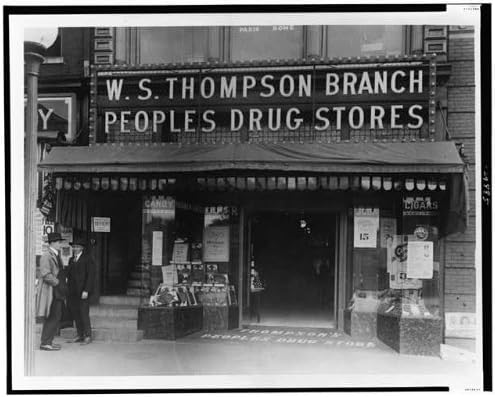 צילום HisthericalFindings: תצוגה חלונות, חנות התרופות של אנשים, סניף WS תומפסון, 15, וושינגטון די.סי., 1909