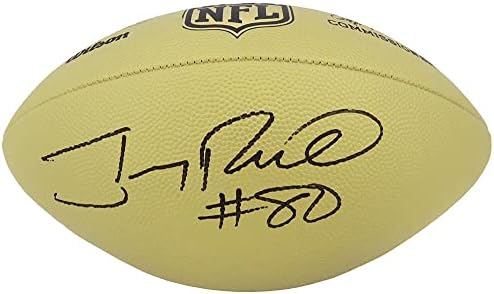 ג'רי רייס חתום על וילסון דיוק זהב זהב מתכת NFL כדורגל העתק בגודל מלא - - כדורגל חתימה