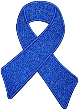 טלאי מודעות לסרטן המעי הגס ברזל רקום כחול כהה על תפירה על תג טלאים לבגדים וכו '.9x6 סמ