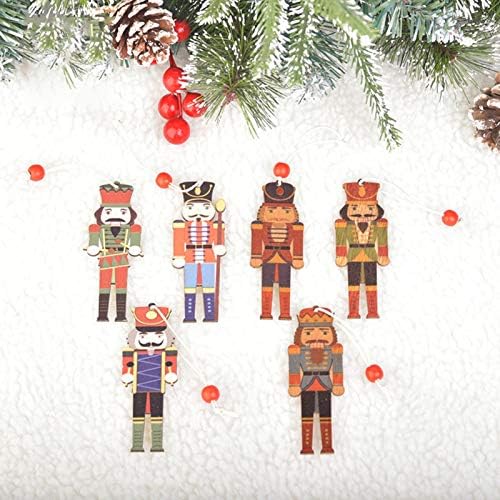 לפוטה קישוטי חג המולד, 3 יחידות חג המולד דקור יצירתי צבוע אגוז חיילים בצבע עץ תליוני-ב