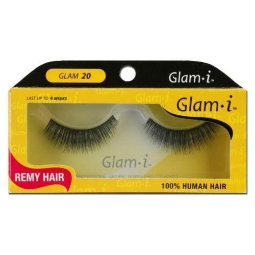 Glam-i 20 רצועה מלאה של ריסי שיער אנושיים, שחור, 0.4 אונקיה