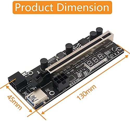 MAIKO 2PACK PCIE RISER 1X עד 16X הרחבה גרפית עם חיישן טמפרטורה לכרטיס מתאם RISER MANING MENING