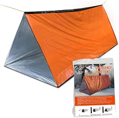 אוהל מקלט הישרדות חירום, 59 x 98.4 אינץ 'אטום למים דו-אנשים מקלט תרמי למילר לטיולים קמפינג