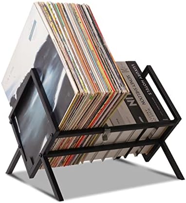 R Ruimei Vinyl Holder Doke 2-שכבה, הניתנים לערימה של עד 220 אלבומים, אחסון LP בגודל 12 או 12 אינץ