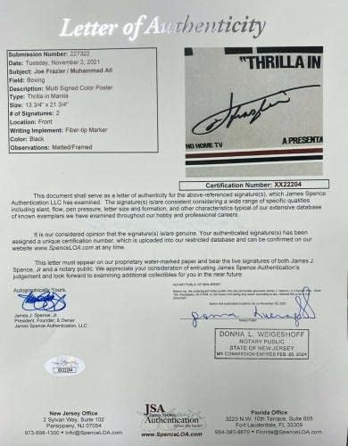 מוחמד עלי/ג'ו פרייז'ר חתום כפול חתום Thrilla in Manilla Poster -JSA - תמונות אגרוף עם חתימה