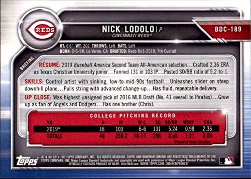 2019 דראפט כרום באומן BDC-189 ניק לודולו RC טירון סינסינטי אדומים MLB כרטיס מסחר בייסבול