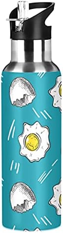Alaza 20oz מפלדת אל חלד קומקום מבודד, ביצה מטוגנת ללא BPA עם חלמון בצורת לב של בקבוק תרמי לטייל חוזר לשימוש חוזר.