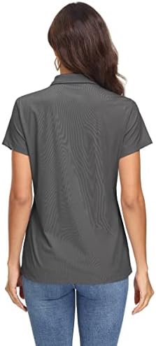 חולצות פולו לנשים של Magcomsen UPF 50+ הגנת שמש 4 כפתורים עבודה מזדמנת מהירה חולצת גולף צווארון שרוול קצר יבש