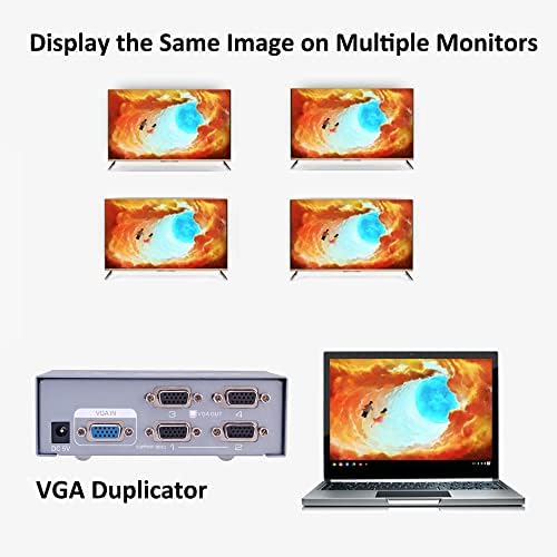 DTECH מופעל 4 יציאה VGA Splitter Box כפילון הפצת וידאו עבור מחשב אחד למקרן מוניטורים מרובים