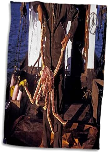 3 דרוז פלורן בעלי חיים מתחת למים - אדם מחזיק סרטן מלך ים ברינג - מגבות