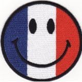 סמייל סמיילי פרצוף שמח צרפת של ברזל דגל על ​​לוגו תיקון לבגדים יבשים, ז'קט, חולצה, ברזל רקום כובע על תיקון