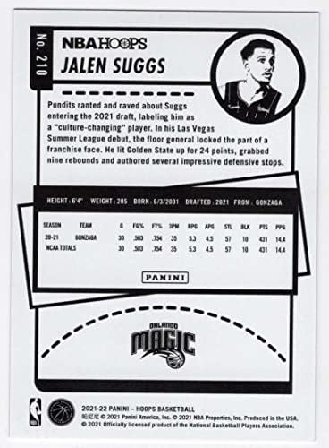 Jalen Suggs RC 2021-22 Panini Hoops /199 כסף 210 טירון קסם NM+ -MT+ כרטיס מסחר בכדורסל NBA