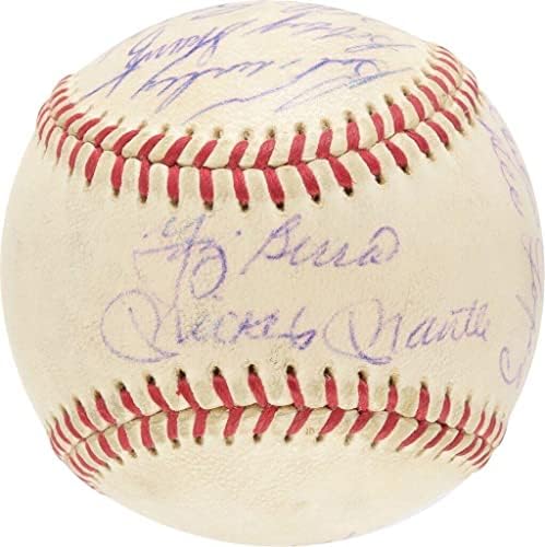 1960 קבוצת ינקי ניו יורק חתמה על בייסבול מיקי מנטל ורוג'ר מאריס PSA DNA - כדורי בייסבול עם חתימה