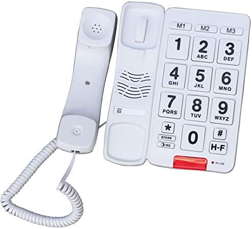 טלפון חוט כפתור גדול של Homanda עם זיכרון מגע אחד מחדש אחד לקשישים בכירים כפתור גדול טלפון קווי טלפון לבן