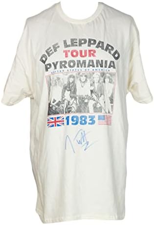 ג'ו אליוט חתם על Def Leppard 1983 Pyromania Tour חולצת טריקו JSA ITP