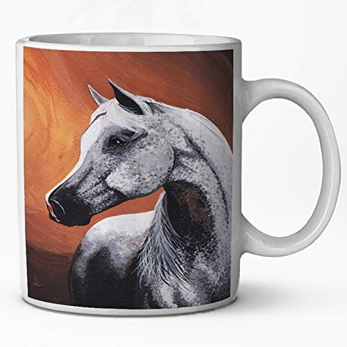 מארזי שמש ספל קפה קרמיקה - אמנות סוס סוסה ערבית אפורית של דניז על ידי דניס כל