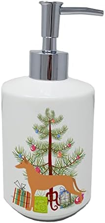 אוצרות קרוליין BB2906SOAP פרעה כלב עץ חג מולד שמח מתקן סבון קרמיקה, בקבוקי משאבה של מתקן סבון יד למטבח אמבטיה, מיכל סבון נוזלי ריק, מיכל,