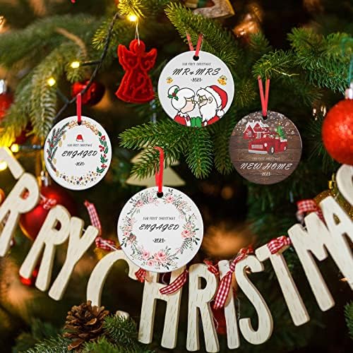 קישוטי חג המולד 2021, קישוטי עץ חג המולד, קישוטי הקרמיקה הראשונים שלנו לחג המולד 2021, מתנות מאורסות מזכרת קישוטי חג המולד ורודים, קישוט