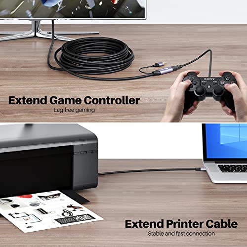 GEARIT USB 3.0 כבל סיומת פעיל A-MALE למשחזר USB-נקבה עם מגבר אות עבור Oculus Rift, Quest Link, Xbox 360 Kinect, PlayStation, Prints, Webcam-30ft