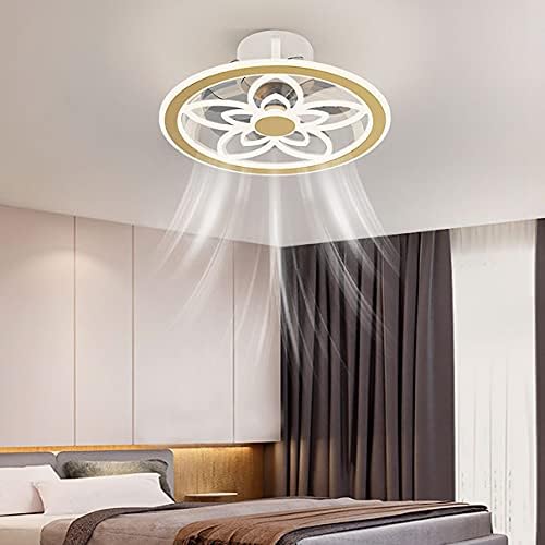 מאוורר תקרת LED של FEHUN עם אור ושלט רחוק שקט 3 מהירויות עם חדר שינה טיימר לעמום תאורה תקרת תקרת 50W דקיק-דקיק-סלון מודרני של פרח שקט