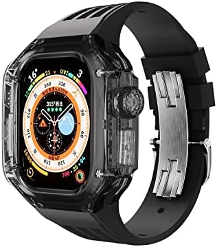ערכת שינוי Fluororubber של Zedevb עבור Apple Watch Ultra 49 ממ קרחון יוקרה מקרה שקוף לסדרת Iwatch Series Ultra 49 ממ פס ספורט