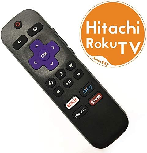 Hitachi Roku TV מרחוק עם בקרת עוצמת קול וכפתור ההפעלה לטלוויזיה עבור כל הטלוויזיה המובנית של Hitachi Roku. אין זיווג! לא עבור Roku Stick