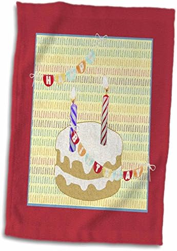 3 את שני נרות על עוגה, יום הולדת שמח על דגל מנר לנר - מגבות